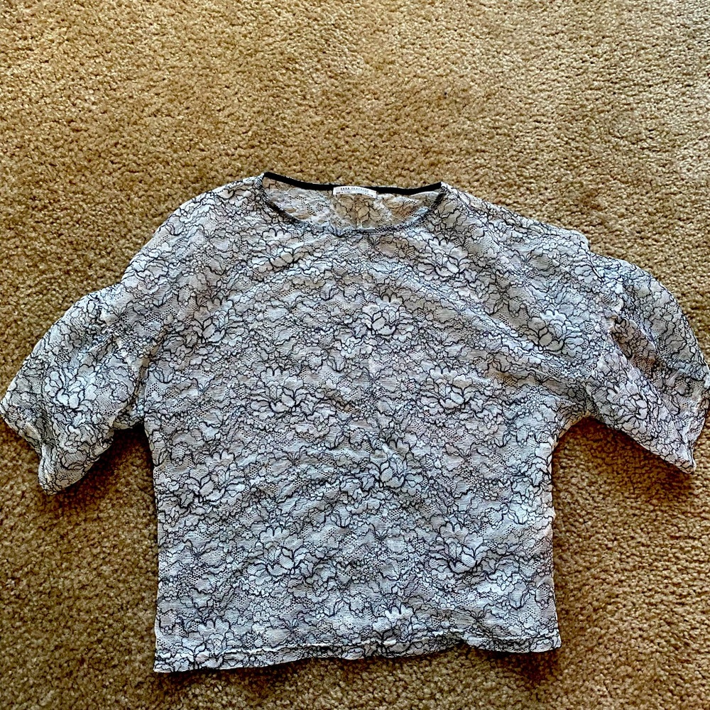 Zara floral sheer top